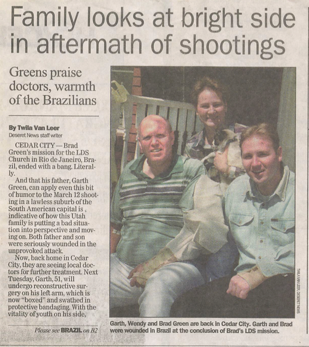 Newspaper article about shooting in Rio de Janeiro in 2001